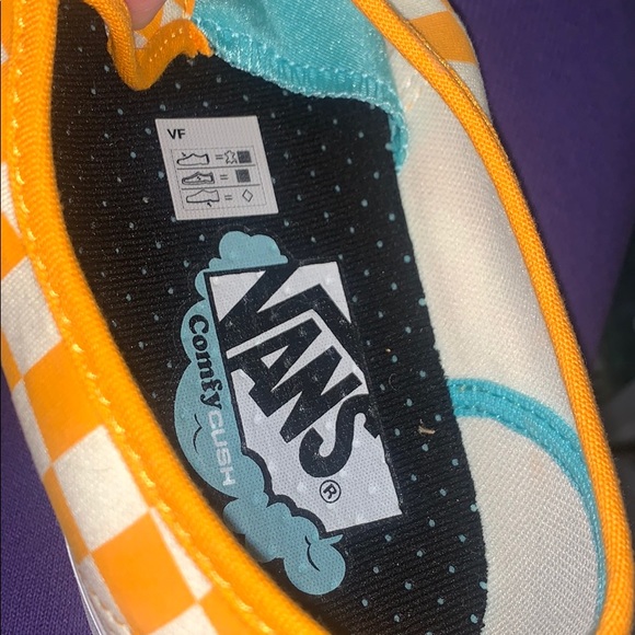 >💟COMFYCUSH AUTHENTIC ZINNIA (YELLOW) WHITE CHECKED CANVAS/SUEDE BRAND NEW VANS - Picture 3 of 13